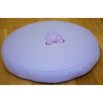 coussin de méditation violet avec broderie