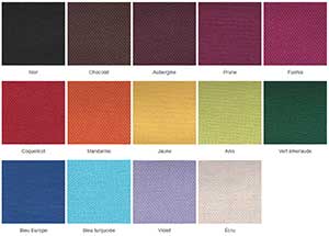 différentes couleurs de tissus disponibles