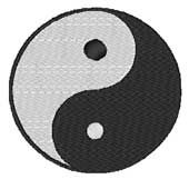 motif de broderie yin yang noir et blanc à 2 fils